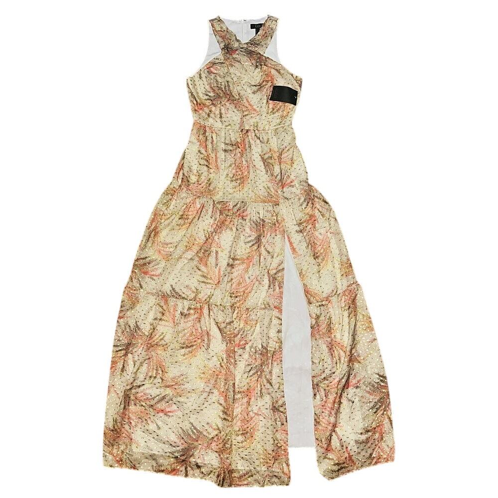 NWT Aidan Mattox Halter Tiered Coral Maxi Dress 6 MSRP $330